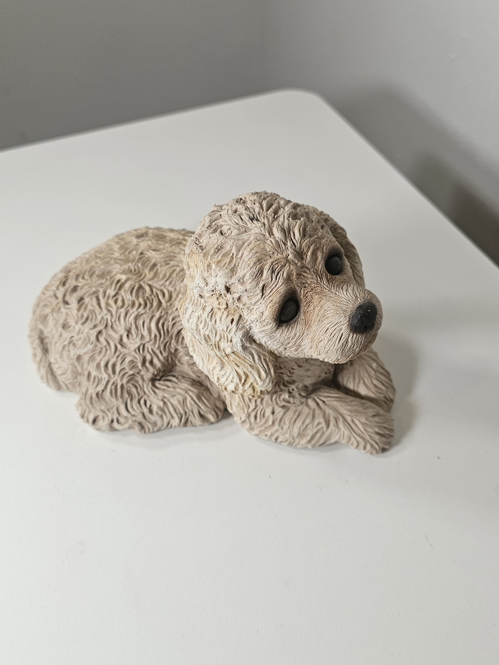 Vintage Sandicast dog figurine Poodle Pup Light #135 By Sandra Brue 1981